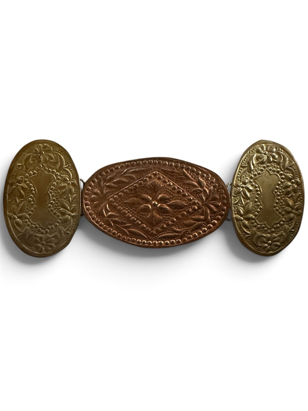 Vintage Large Oval Brass and Copper Belt Buckle- Made in India